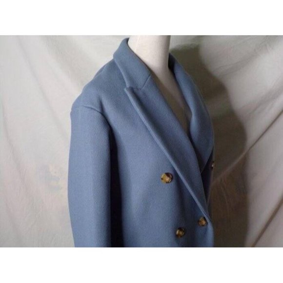 🆕 TOPSHOP Brooke Double Breasted Long Coat Blue 12 - Picture 8 of 10